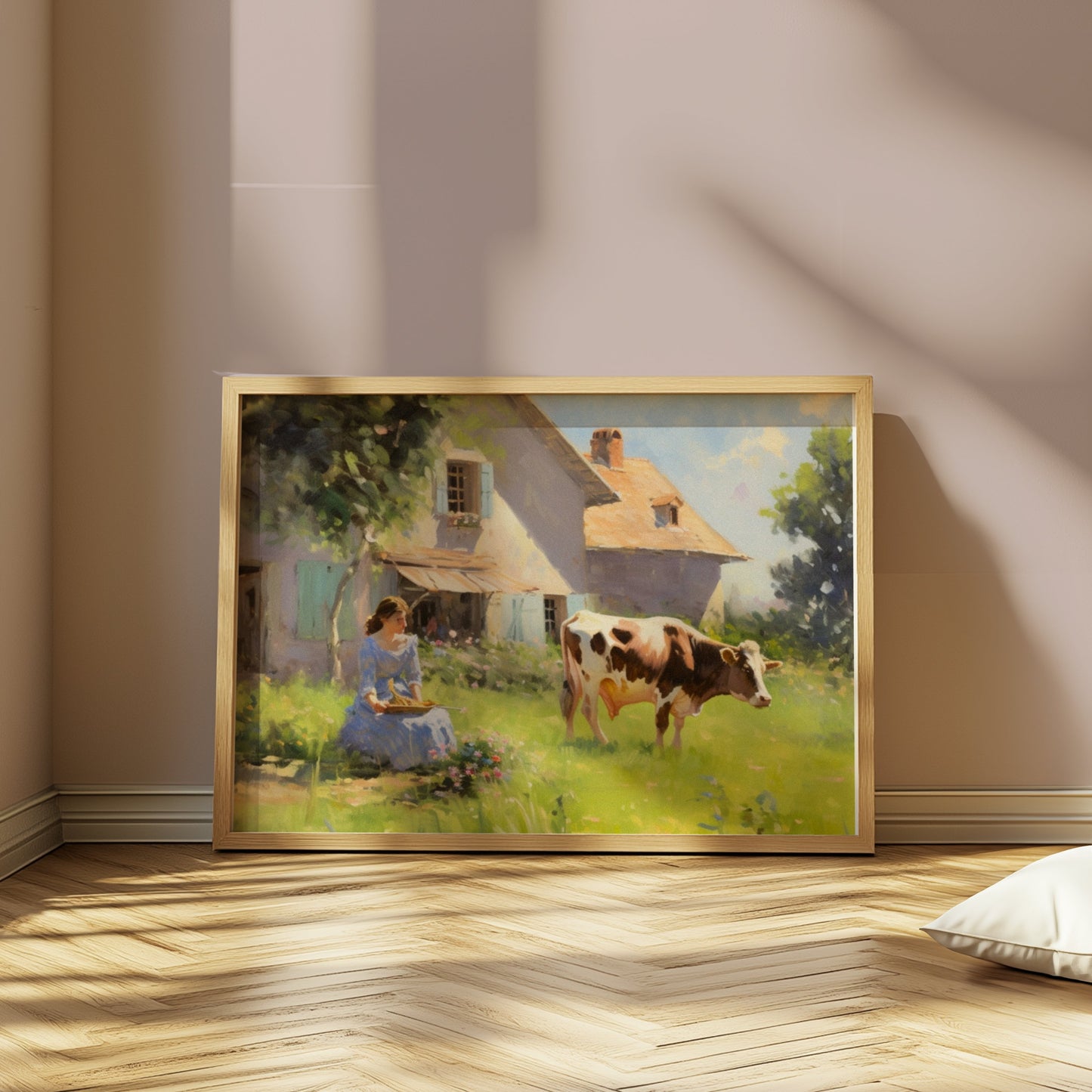 Premium Poster of Rustic Country House and Farm Life Art Print Posters