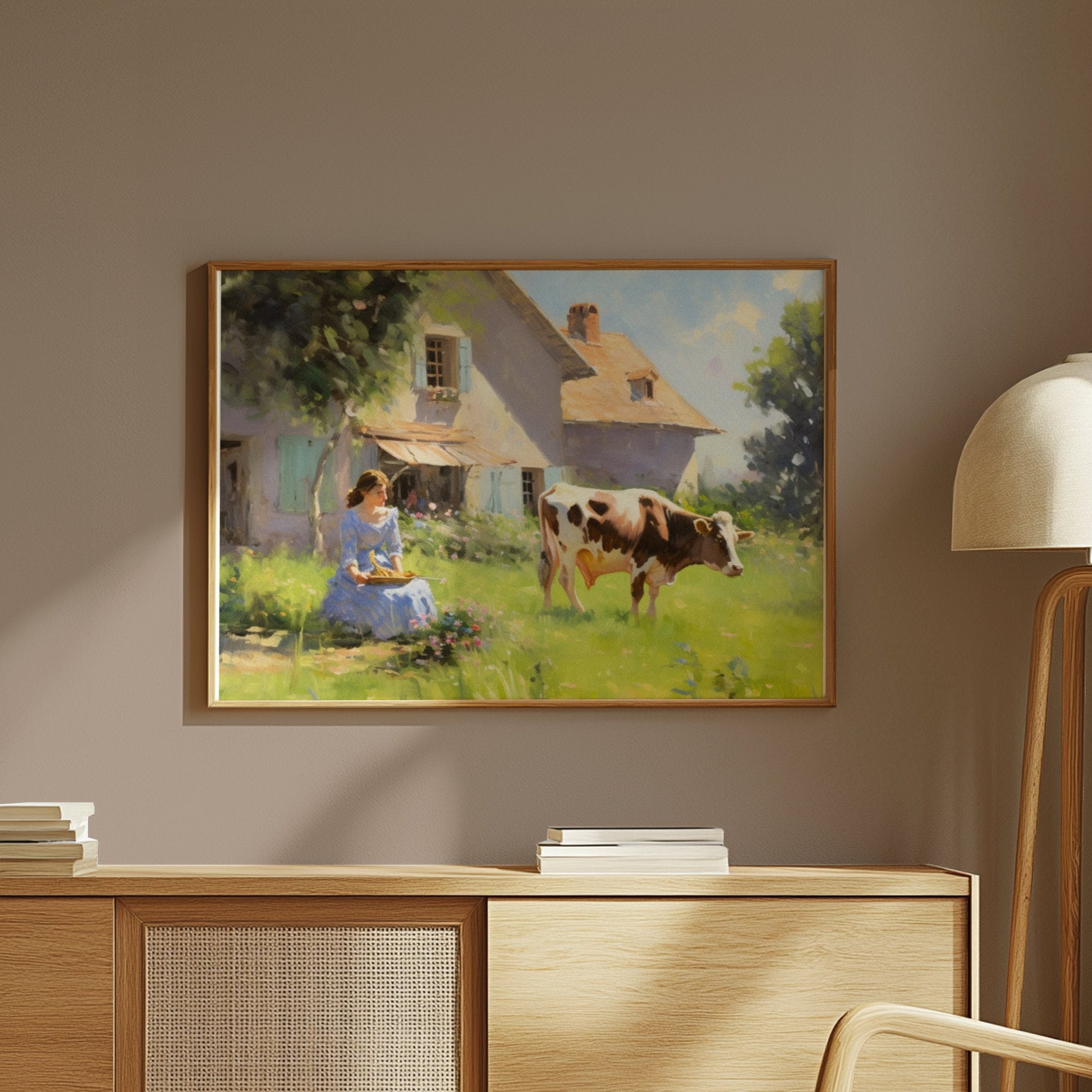Premium Poster of Rustic Country House and Farm Life Art Print Posters