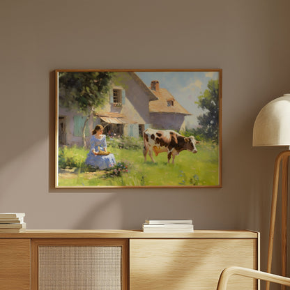 Premium Poster of Rustic Country House and Farm Life Art Print Posters
