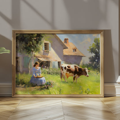 Premium Poster of Rustic Country House and Farm Life Art Print Posters
