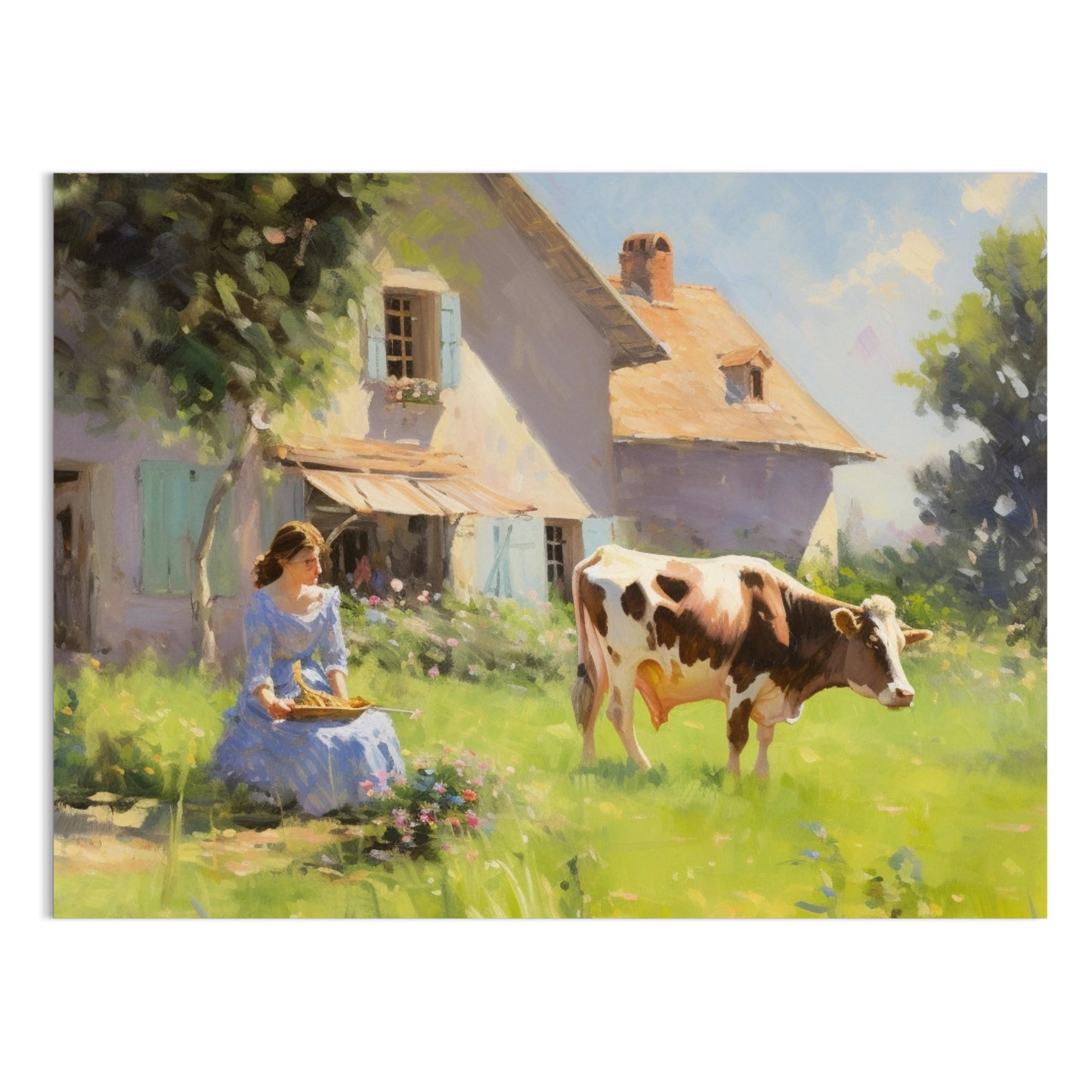 Premium Poster of Rustic Country House and Farm Life Art Print Posters