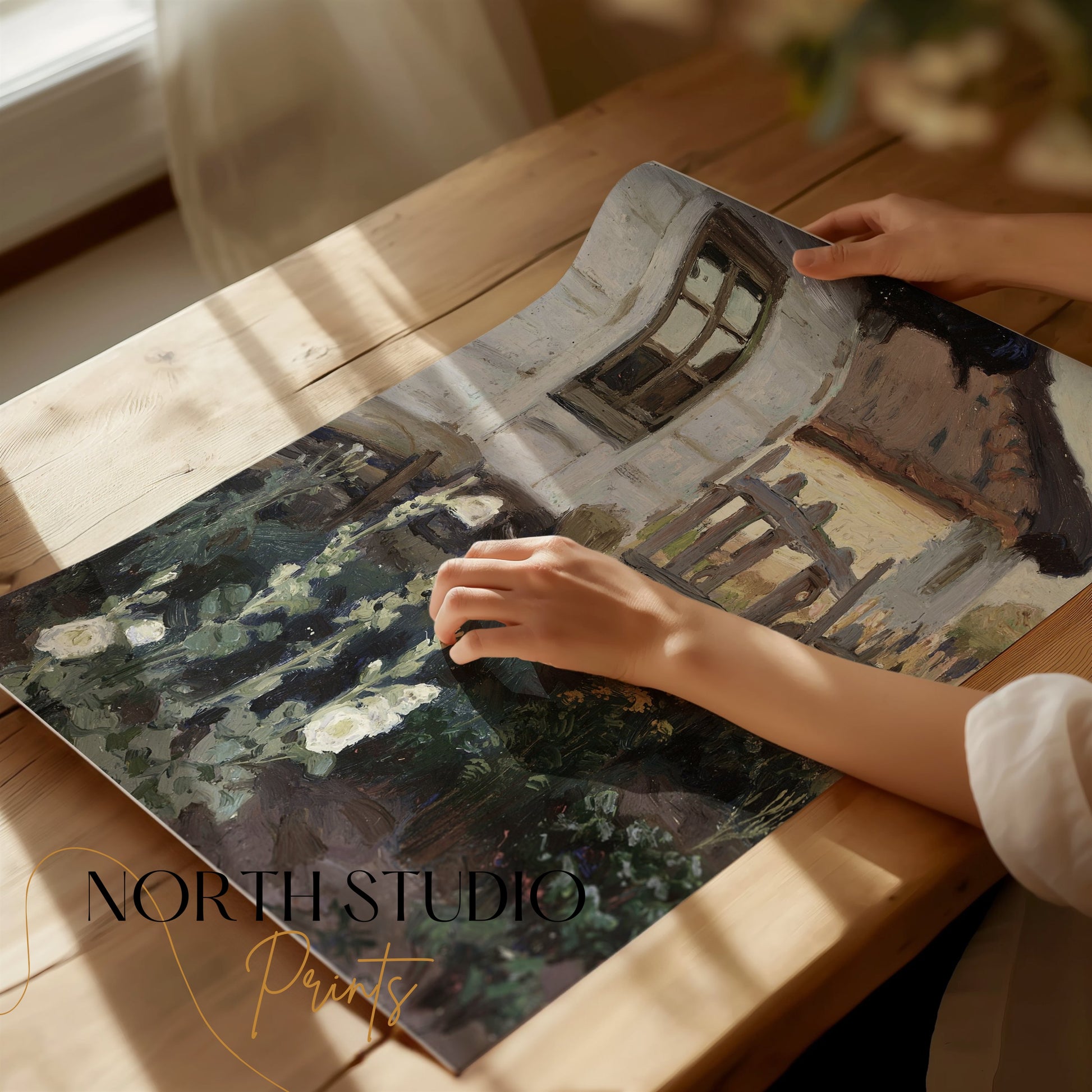 Premium Poster of Rustic Country House with Garden Scene Posters