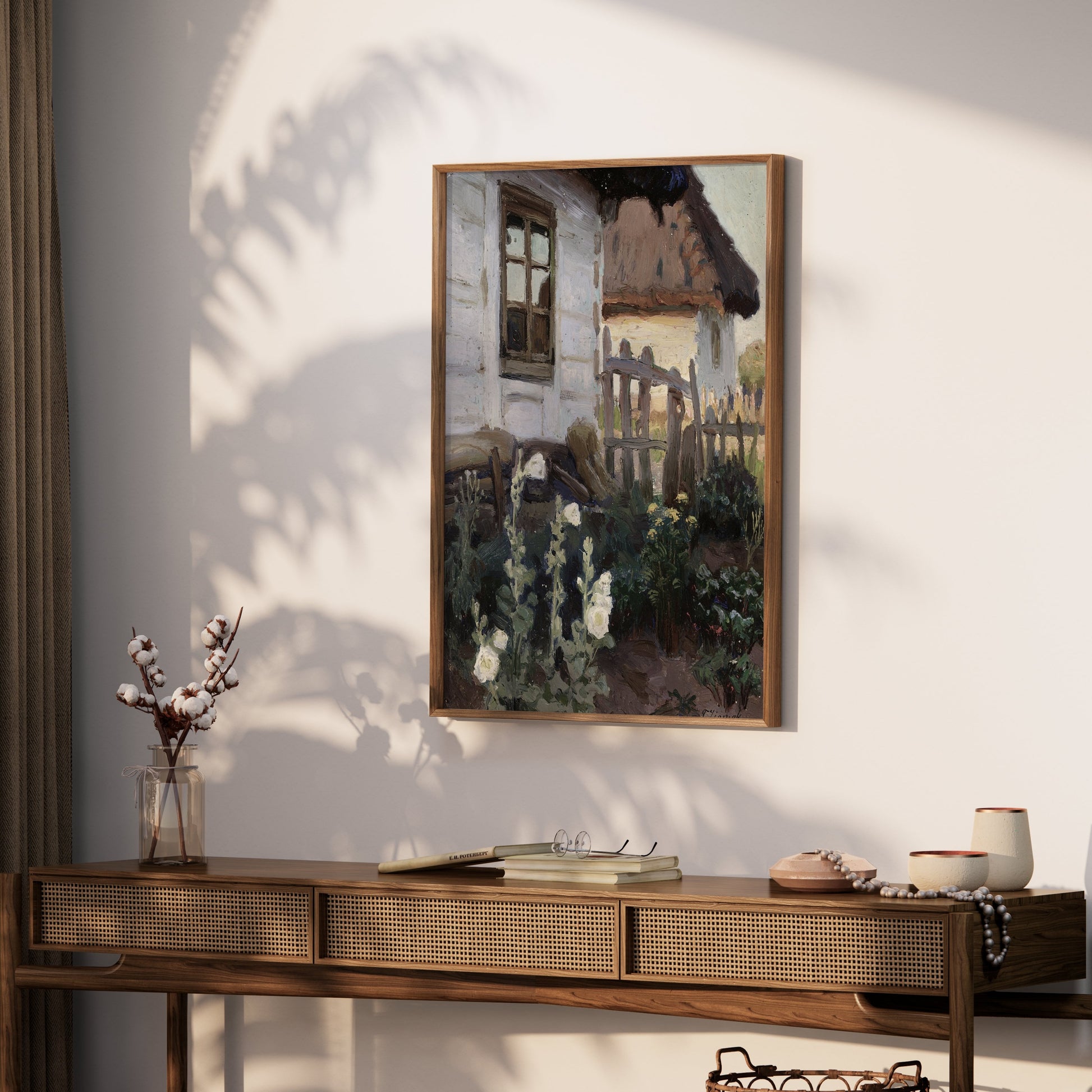 Premium Poster of Rustic Country House with Garden Scene Posters