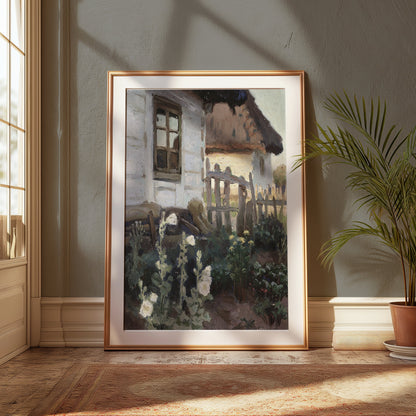 Premium Poster of Rustic Country House with Garden Scene Posters
