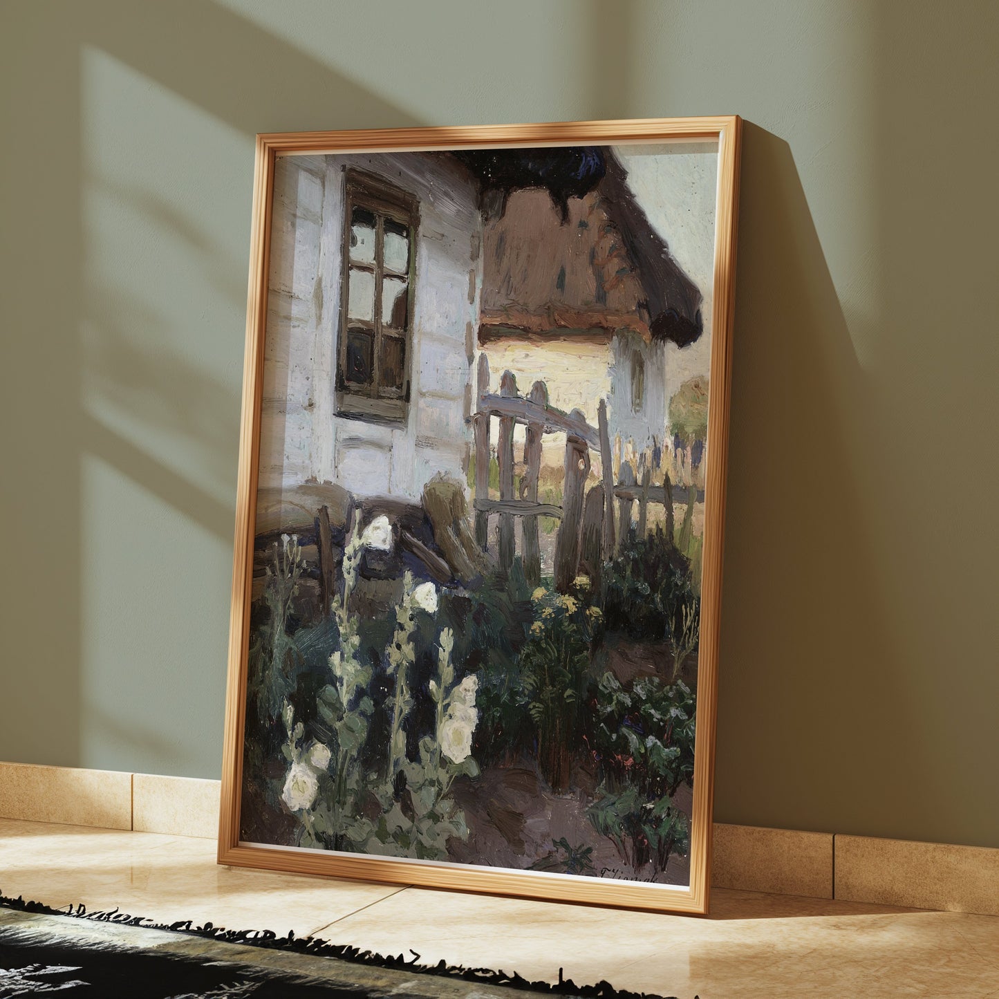 Premium Poster of Rustic Country House with Garden Scene Posters