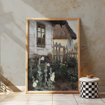 Premium Poster of Rustic Country House with Garden Scene Posters