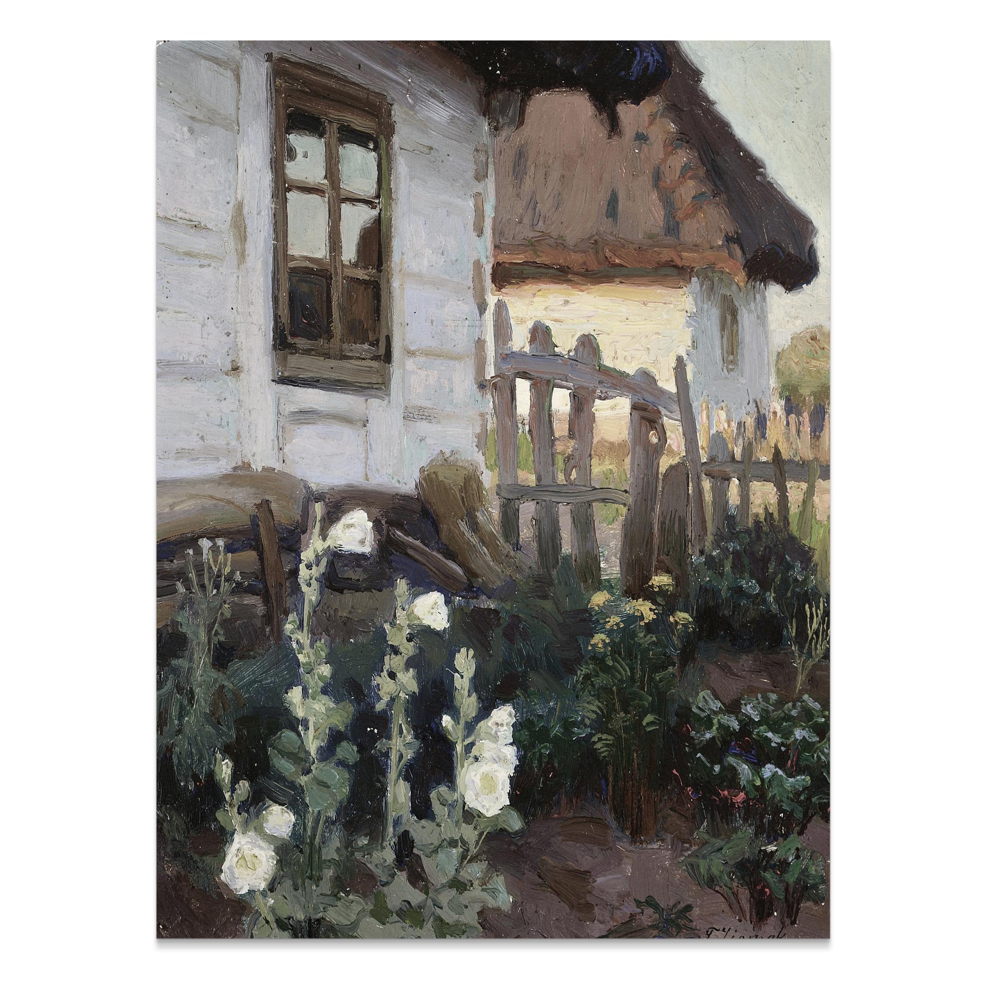 Premium Poster of Rustic Country House with Garden Scene Posters