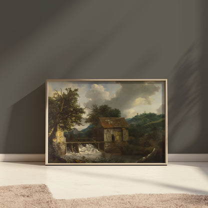 Premium Poster of Rustic Countryside Cottage with Watermill Wall Posters