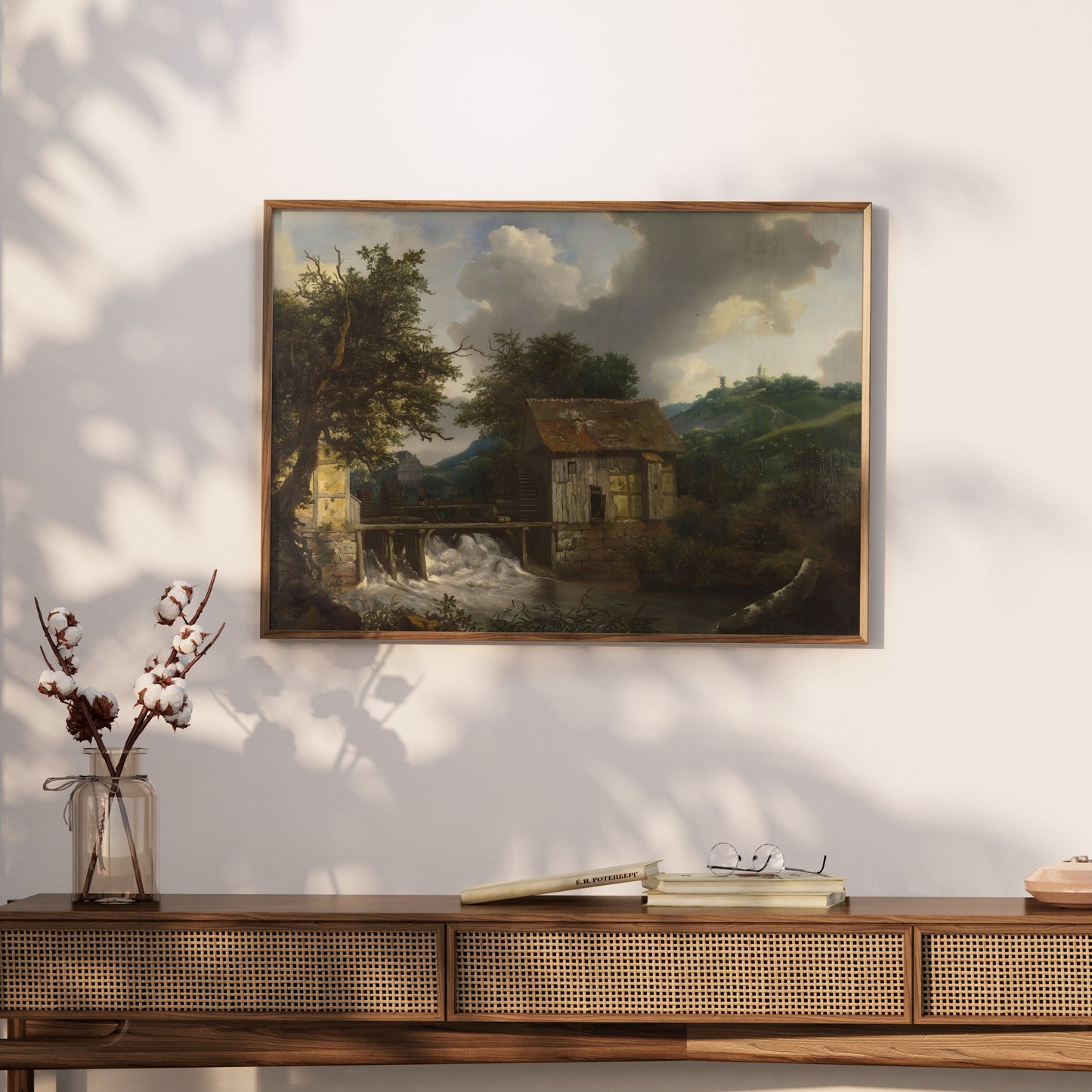 Premium Poster of Rustic Countryside Cottage with Watermill Wall Posters