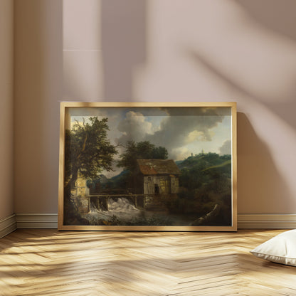 Premium Poster of Rustic Countryside Cottage with Watermill Wall Posters