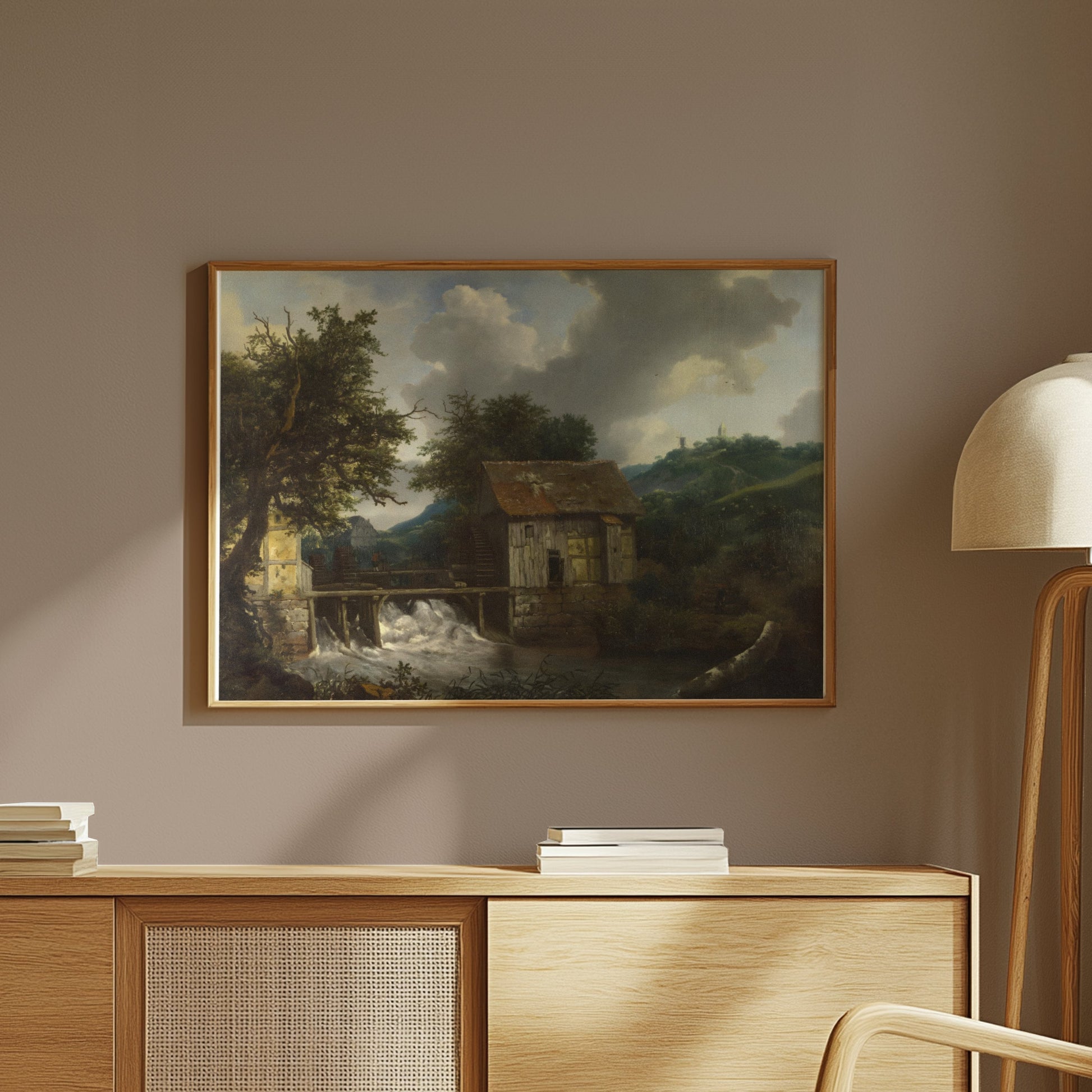 Premium Poster of Rustic Countryside Cottage with Watermill Wall Posters