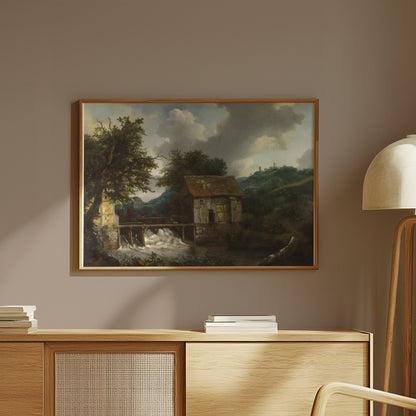 Premium Poster of Rustic Countryside Cottage with Watermill Wall Posters