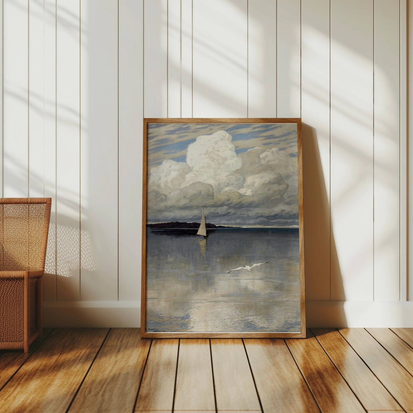 Premium Poster of Sailboat in Tranquil Sea with Clouds Posters