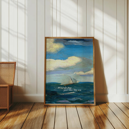 Premium Poster of Sailboat on Ocean with Inspiring Sea Quote Posters