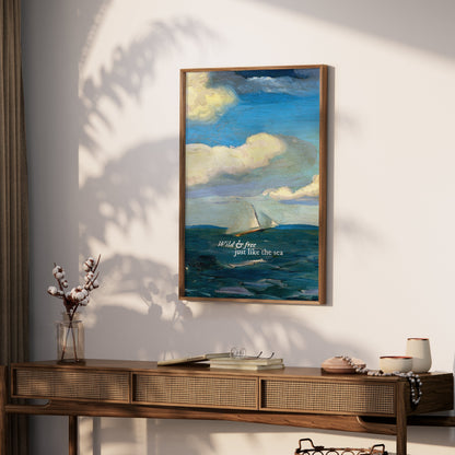 Premium Poster of Sailboat on Ocean with Inspiring Sea Quote Posters