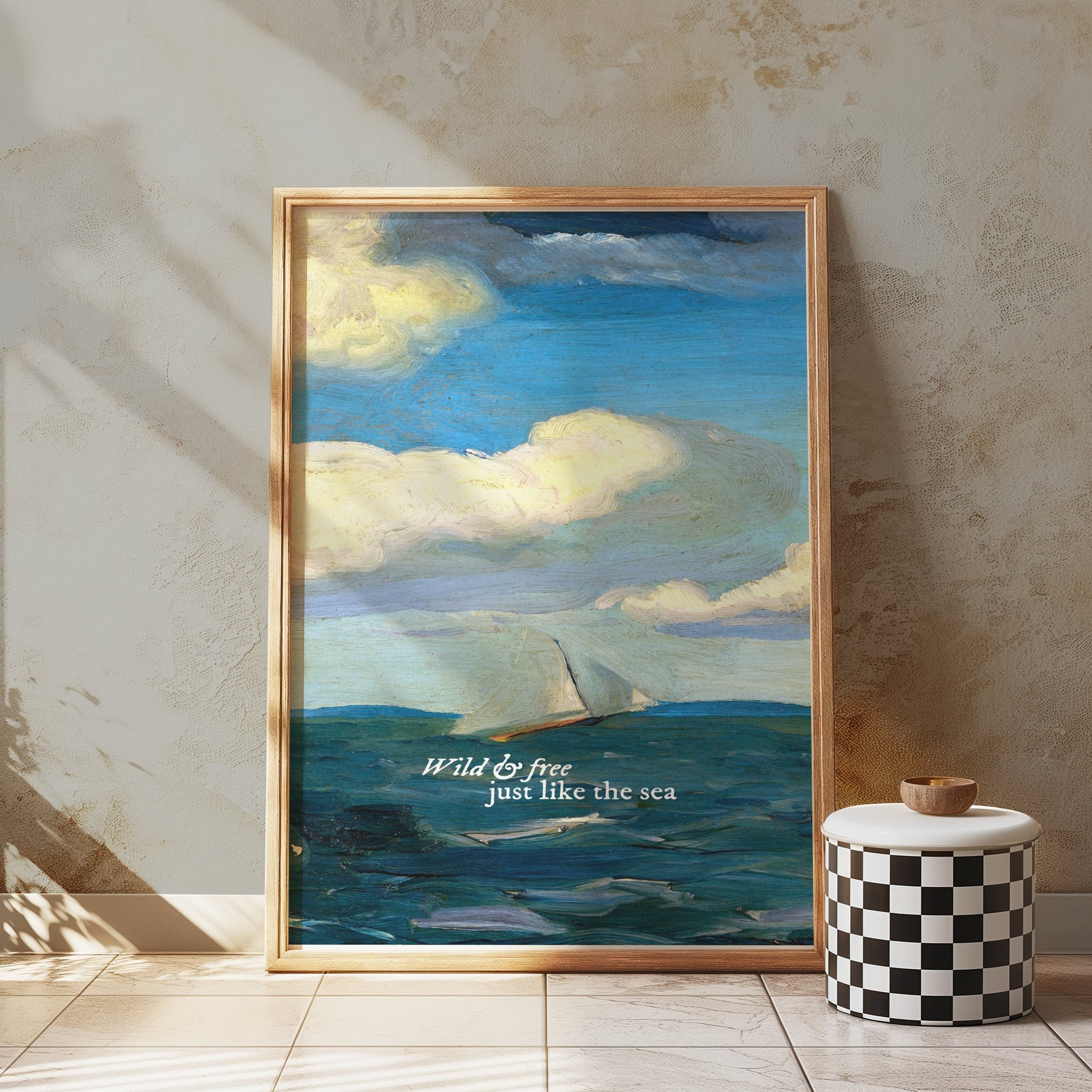 Premium Poster of Sailboat on Ocean with Inspiring Sea Quote Posters