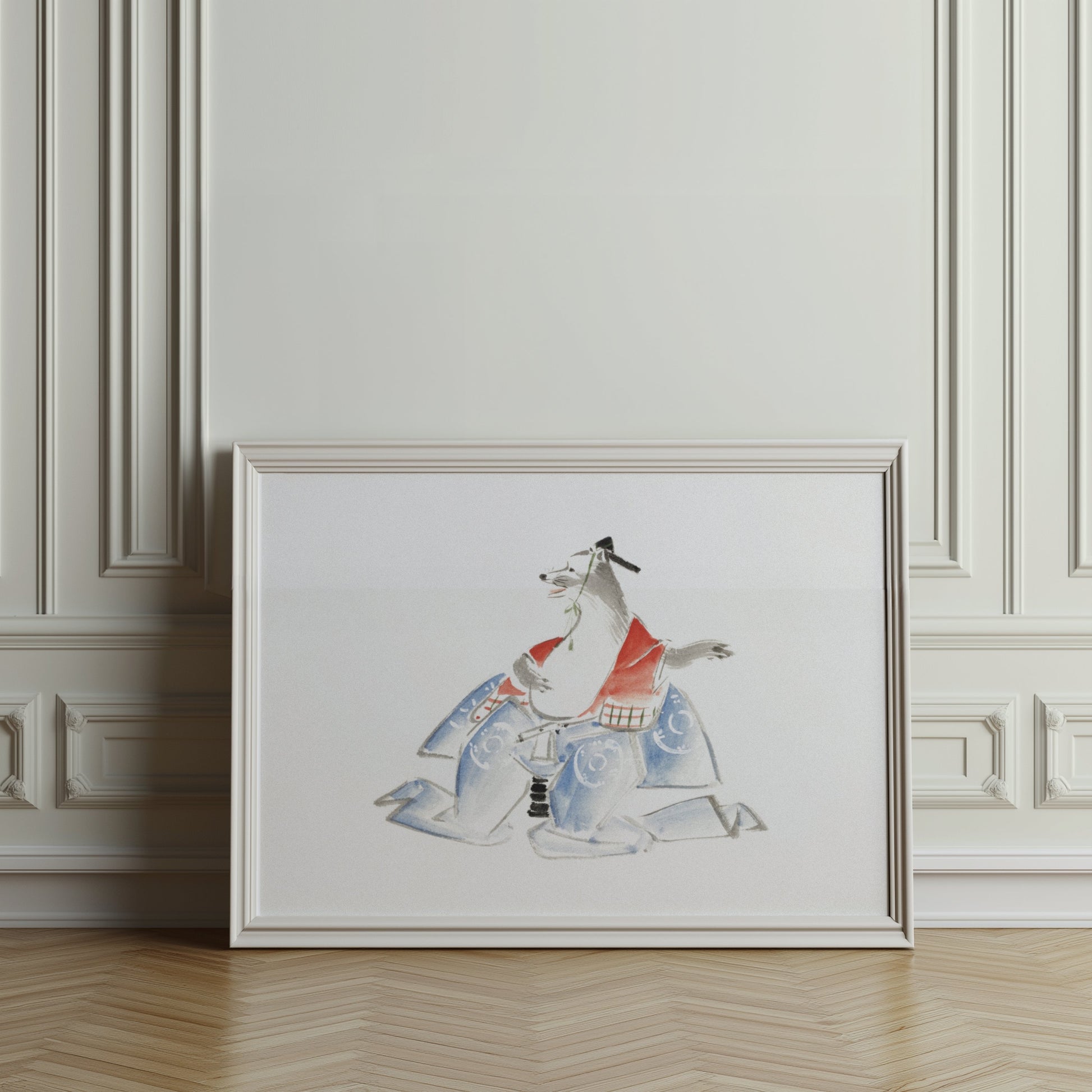 Premium Poster of Samurai Dog Watercolor Art Japanese Style Posters