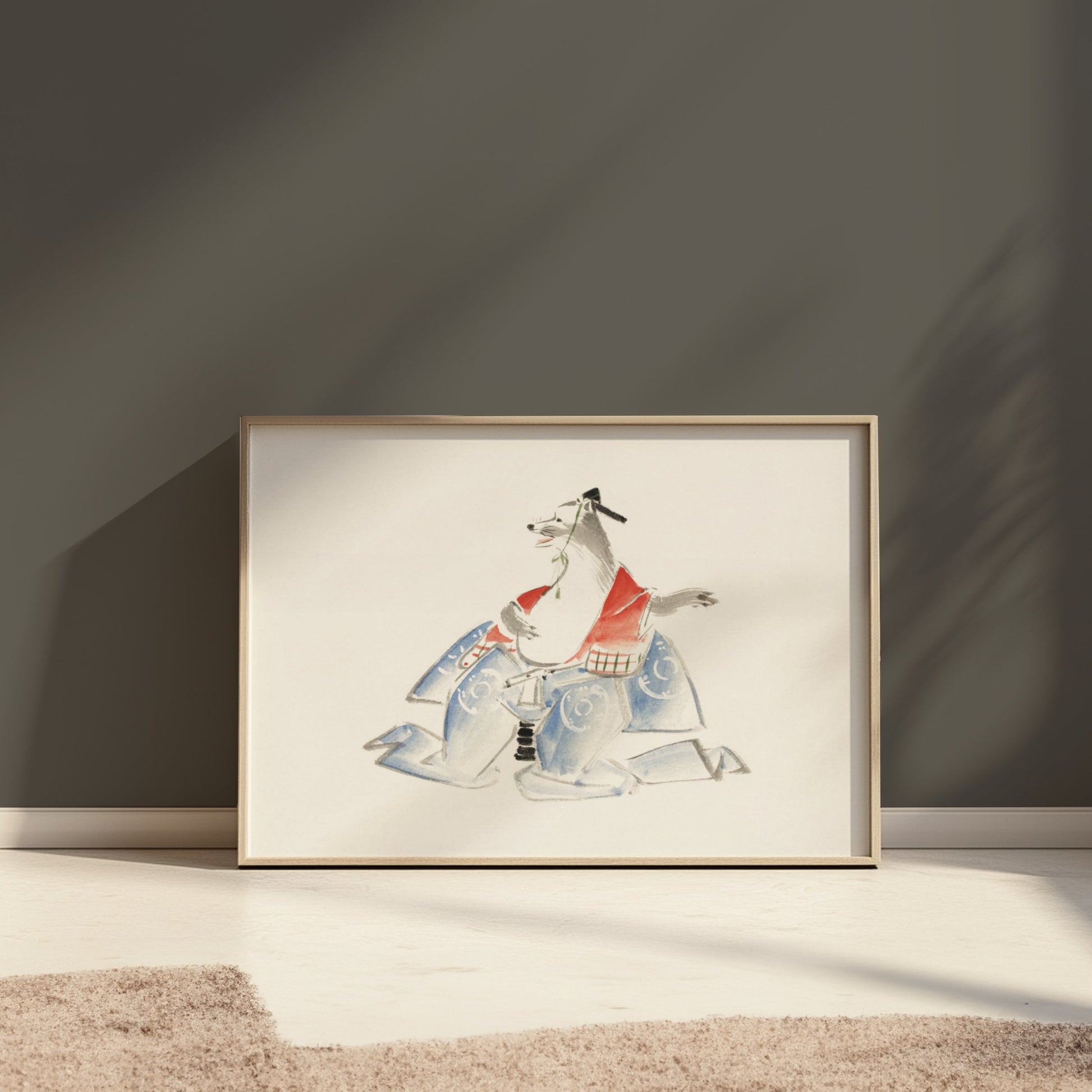 Premium Poster of Samurai Dog Watercolor Art Japanese Style Posters