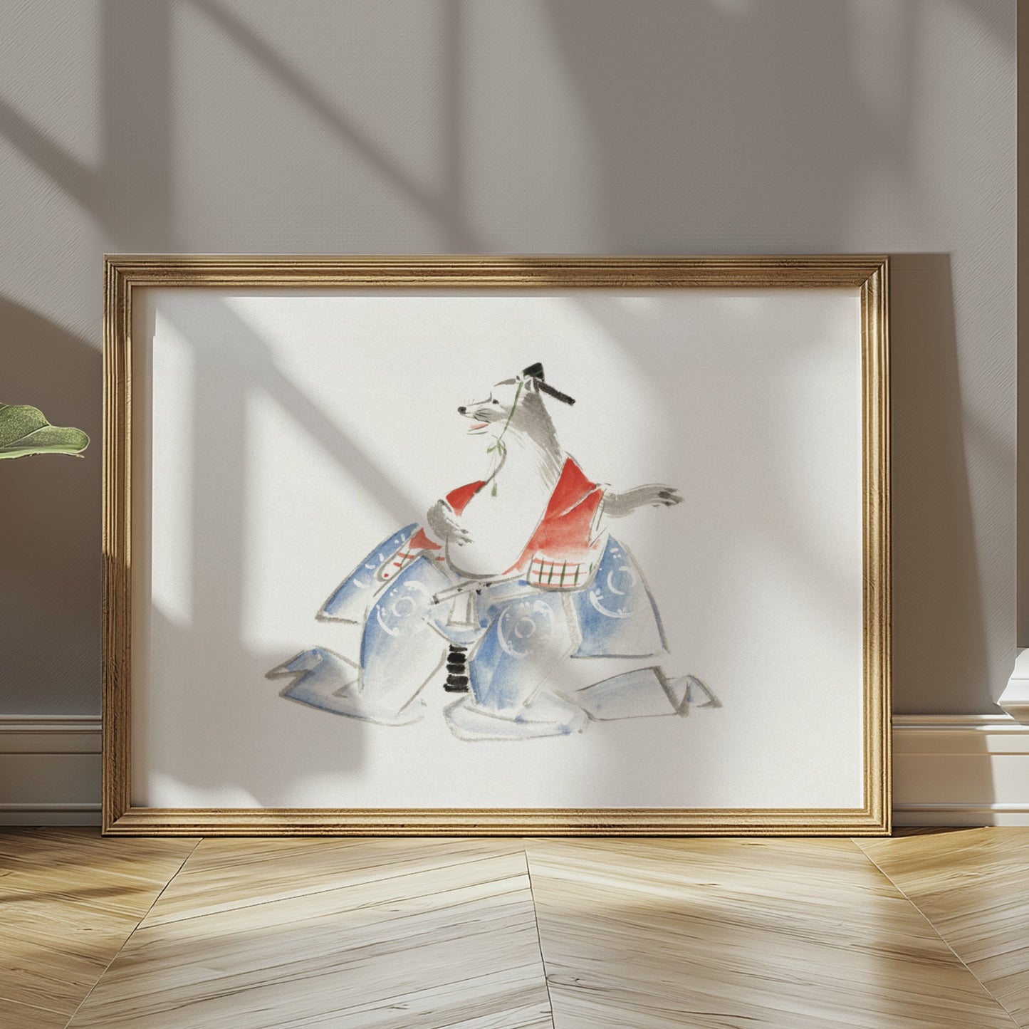 Premium Poster of Samurai Dog Watercolor Art Japanese Style Posters