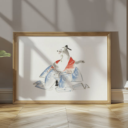 Premium Poster of Samurai Dog Watercolor Art Japanese Style Posters