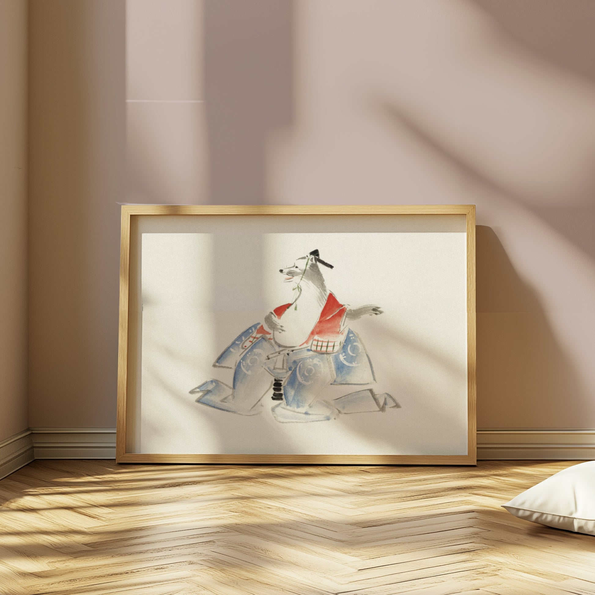 Premium Poster of Samurai Dog Watercolor Art Japanese Style Posters