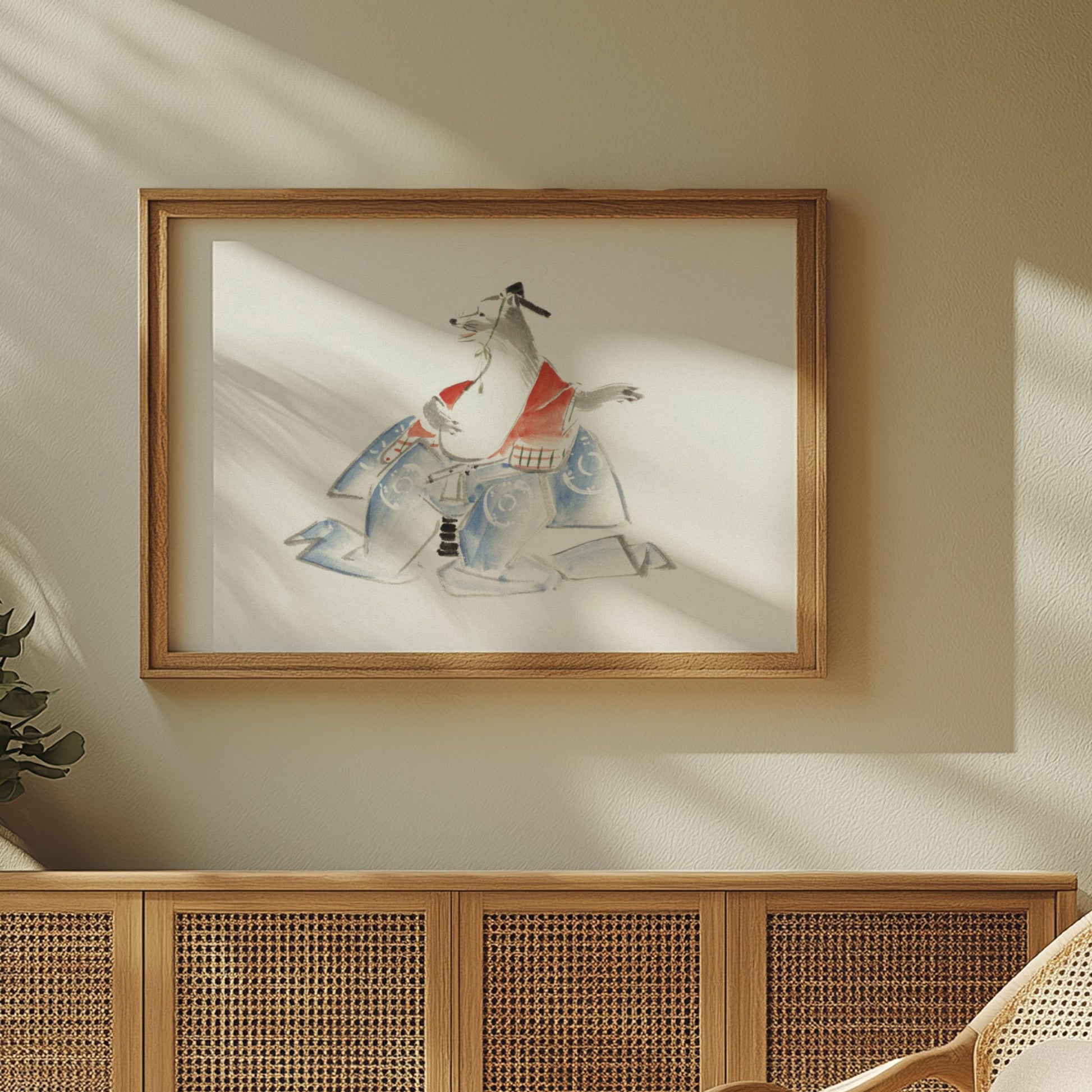 Premium Poster of Samurai Dog Watercolor Art Japanese Style Posters