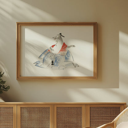 Premium Poster of Samurai Dog Watercolor Art Japanese Style Posters
