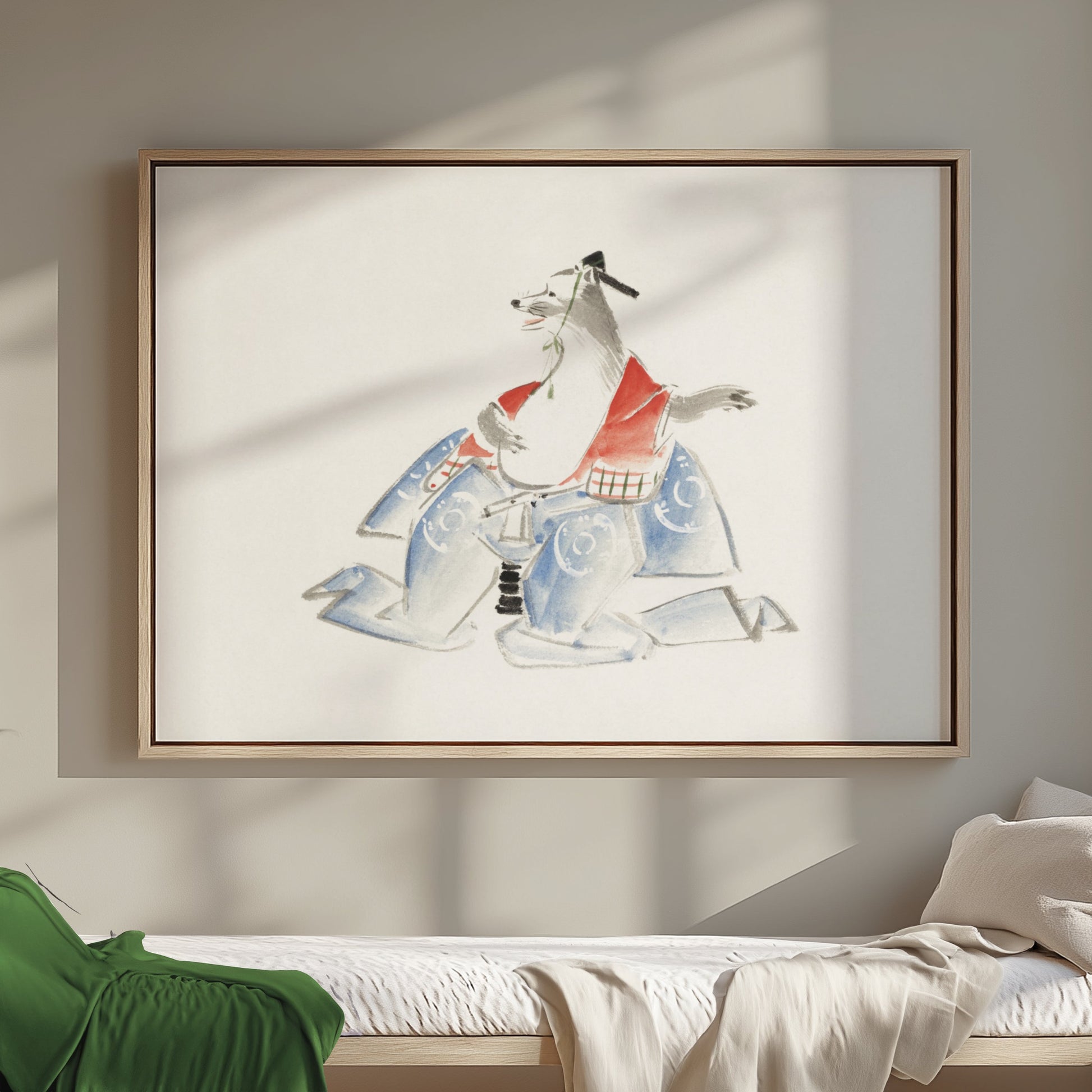 Premium Poster of Samurai Dog Watercolor Art Japanese Style Posters
