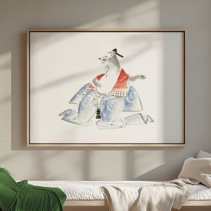 Premium Poster of Samurai Dog Watercolor Art Japanese Style Posters