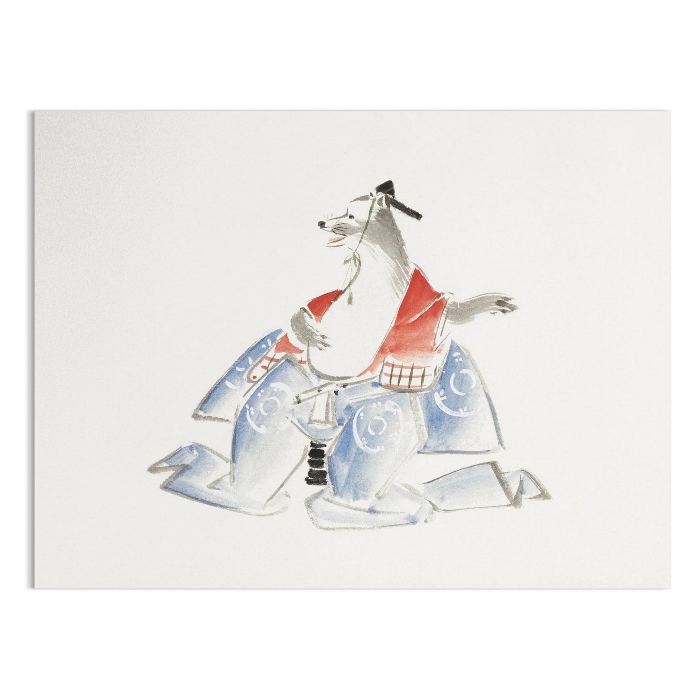 Premium Poster of Samurai Dog Watercolor Art Japanese Style Posters
