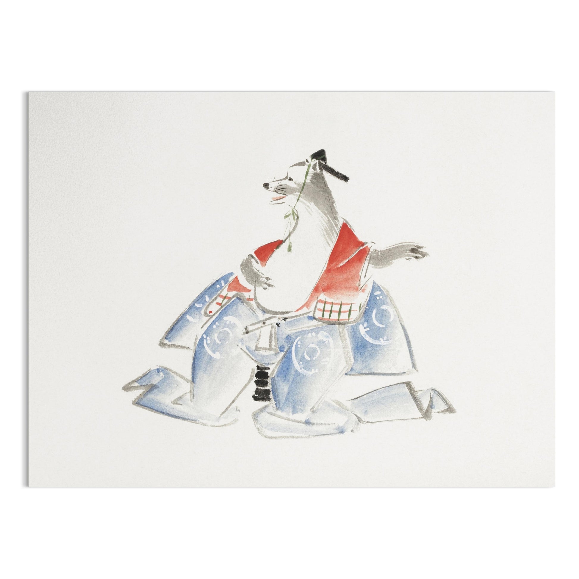 Premium Poster of Samurai Dog Watercolor Art Japanese Style Posters