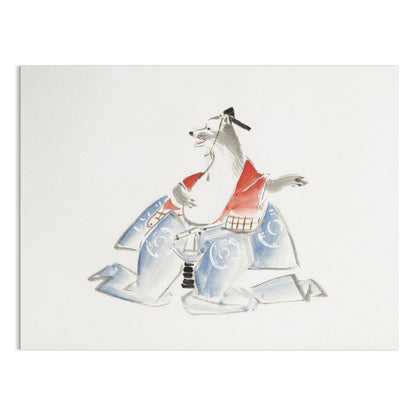 Premium Poster of Samurai Dog Watercolor Art Japanese Style Posters