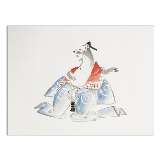 Premium Poster of Samurai Dog Watercolor Art Japanese Style Posters