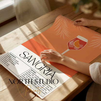 Premium Poster of Sangria Recipe Illustrated Decorative Kitchen Art Posters