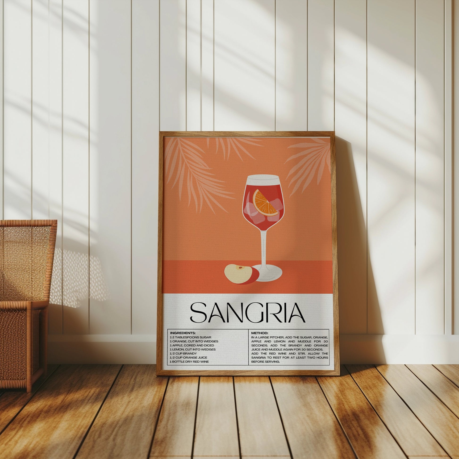 Premium Poster of Sangria Recipe Illustrated Decorative Kitchen Art Posters