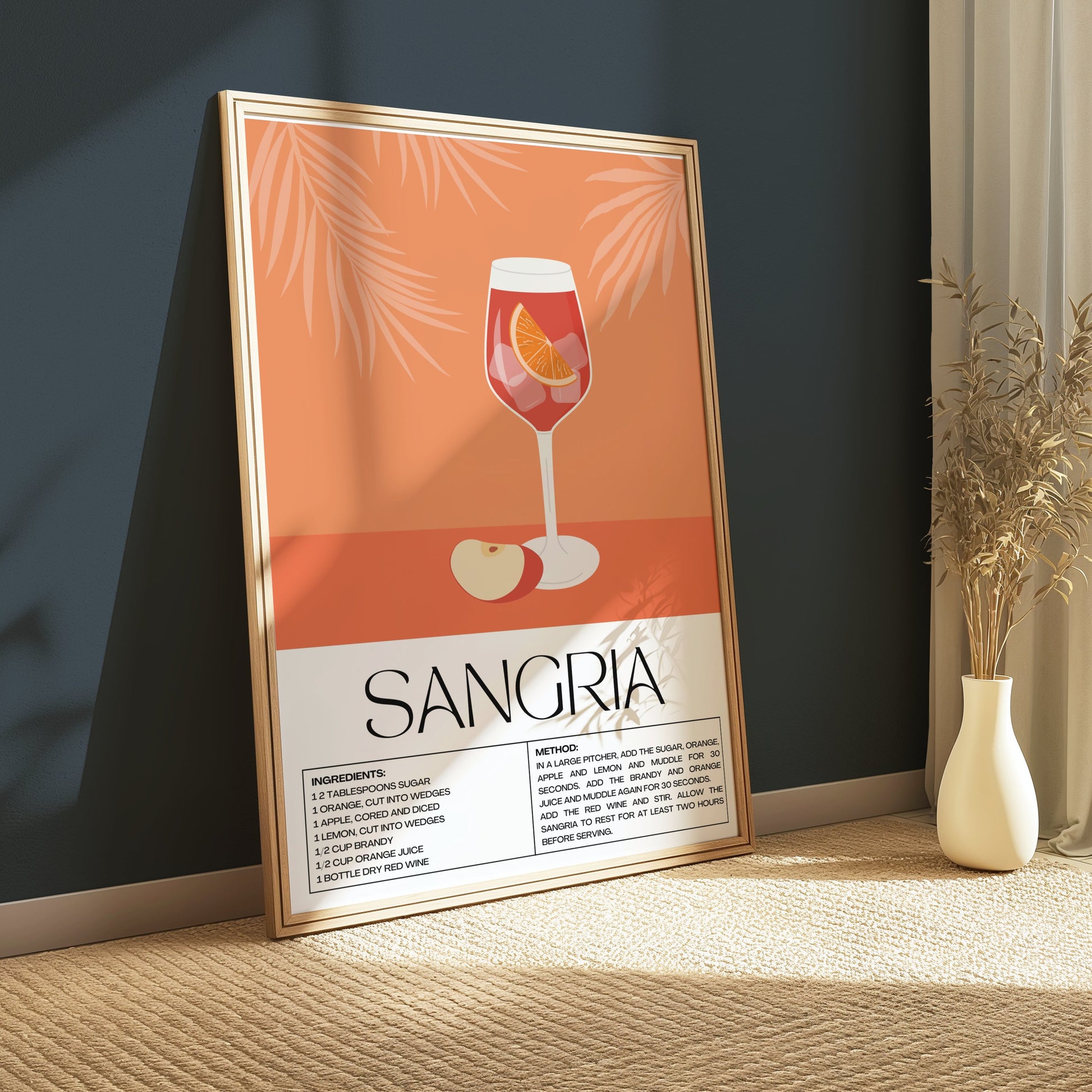 Premium Poster of Sangria Recipe Illustrated Decorative Kitchen Art Posters