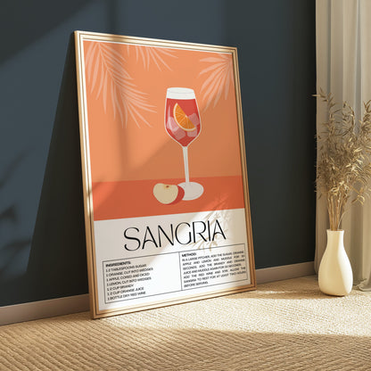 Premium Poster of Sangria Recipe Illustrated Decorative Kitchen Art Posters