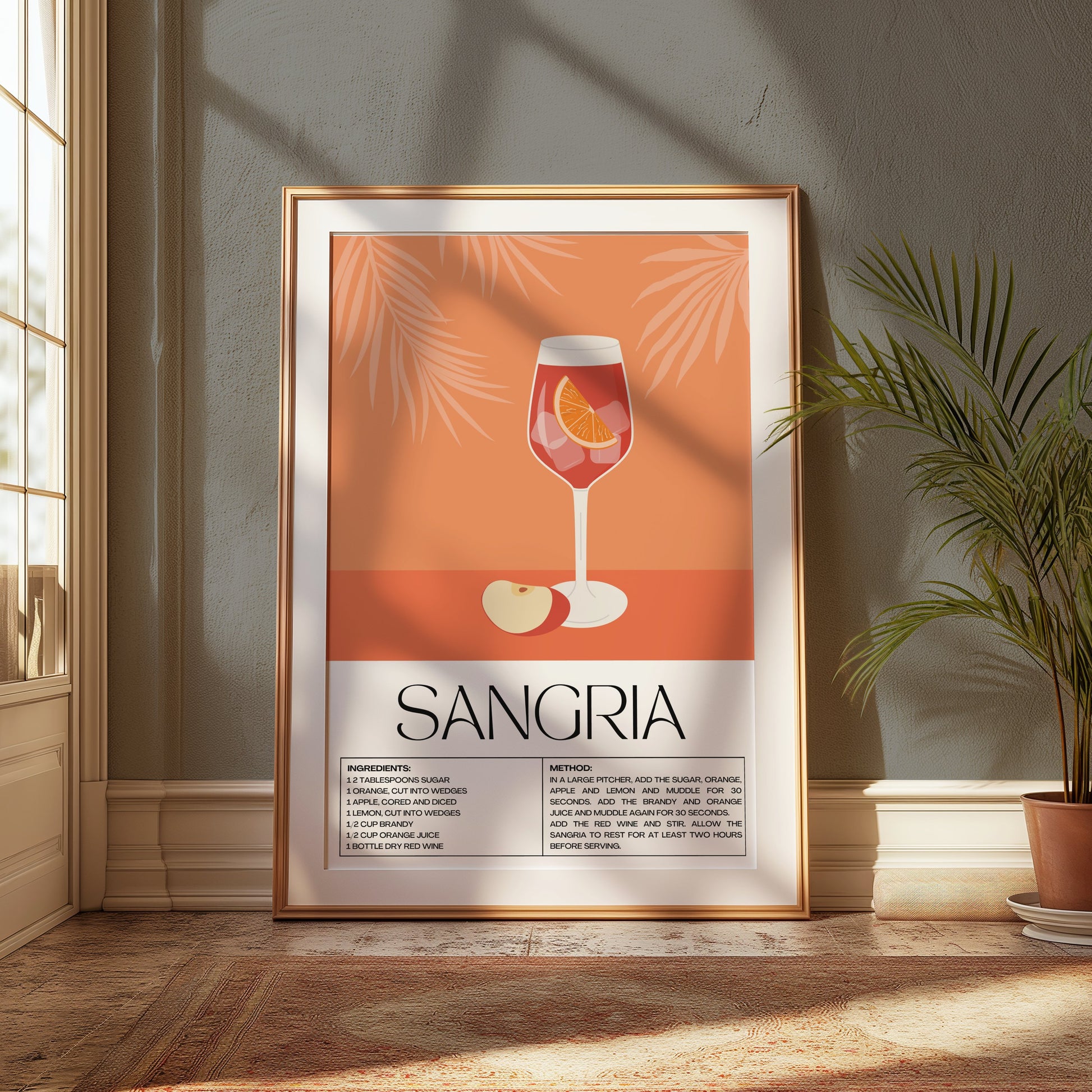 Premium Poster of Sangria Recipe Illustrated Decorative Kitchen Art Posters