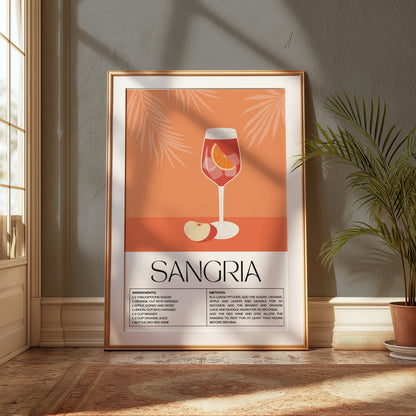 Premium Poster of Sangria Recipe Illustrated Decorative Kitchen Art Posters