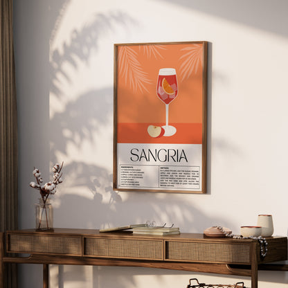 Premium Poster of Sangria Recipe Illustrated Decorative Kitchen Art Posters