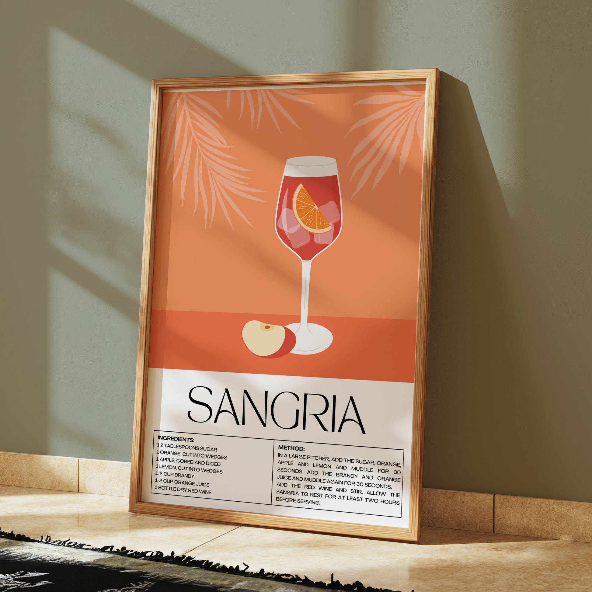 Premium Poster of Sangria Recipe Illustrated Decorative Kitchen Art Posters