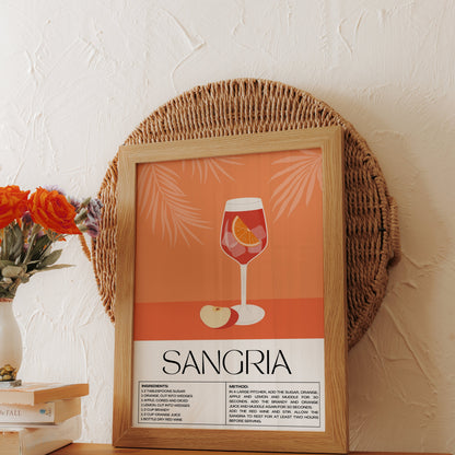 Premium Poster of Sangria Recipe Illustrated Decorative Kitchen Art Posters