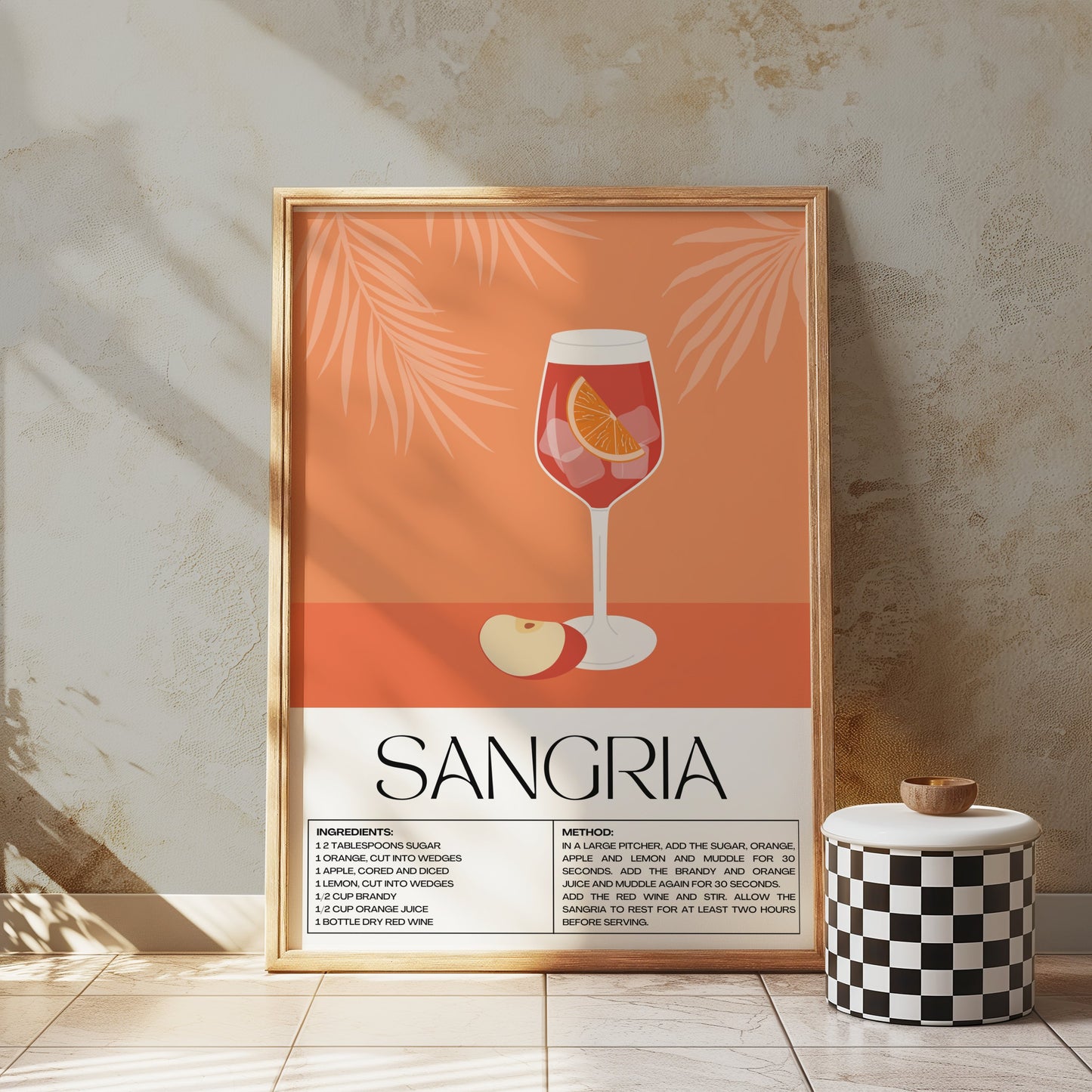 Premium Poster of Sangria Recipe Illustrated Decorative Kitchen Art Posters