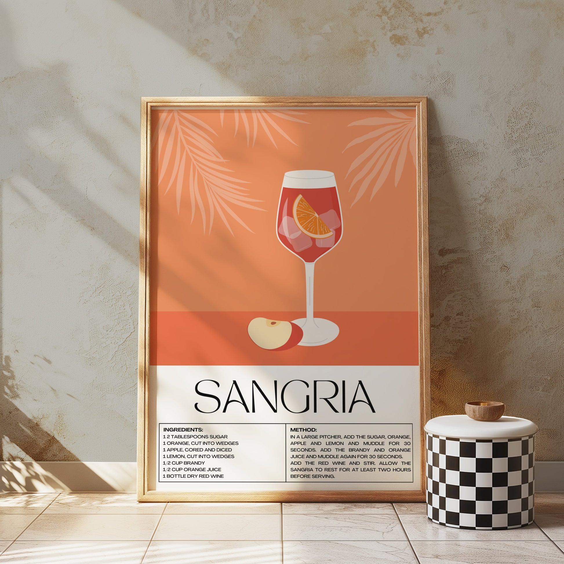 Premium Poster of Sangria Recipe Illustrated Decorative Kitchen Art Posters