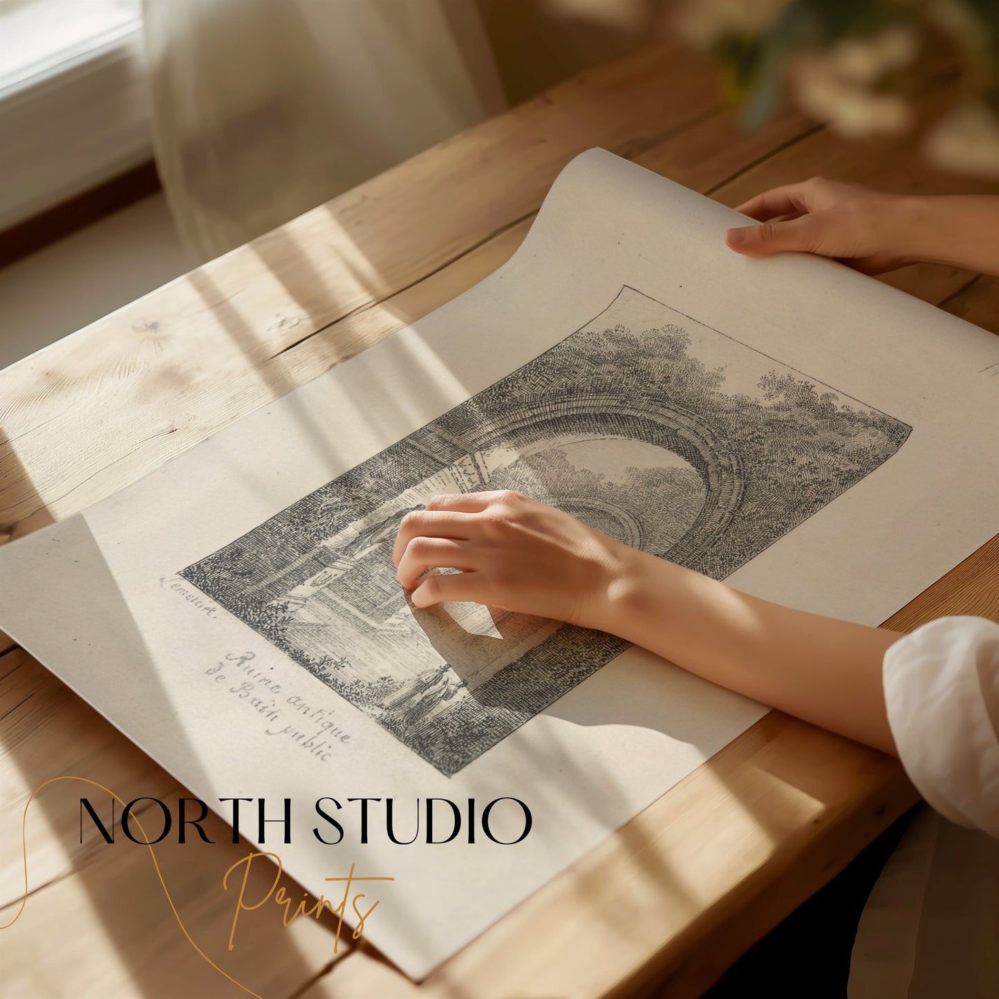 Premium Poster of Scenic Ancient Ruins with Waterfall Posters