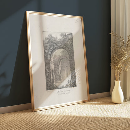 Premium Poster of Scenic Ancient Ruins with Waterfall Posters