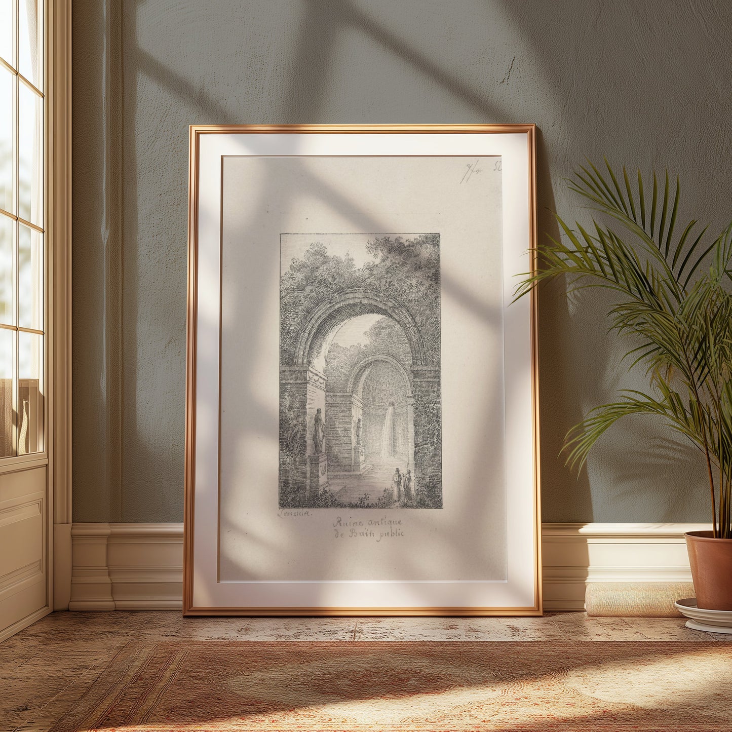 Premium Poster of Scenic Ancient Ruins with Waterfall Posters