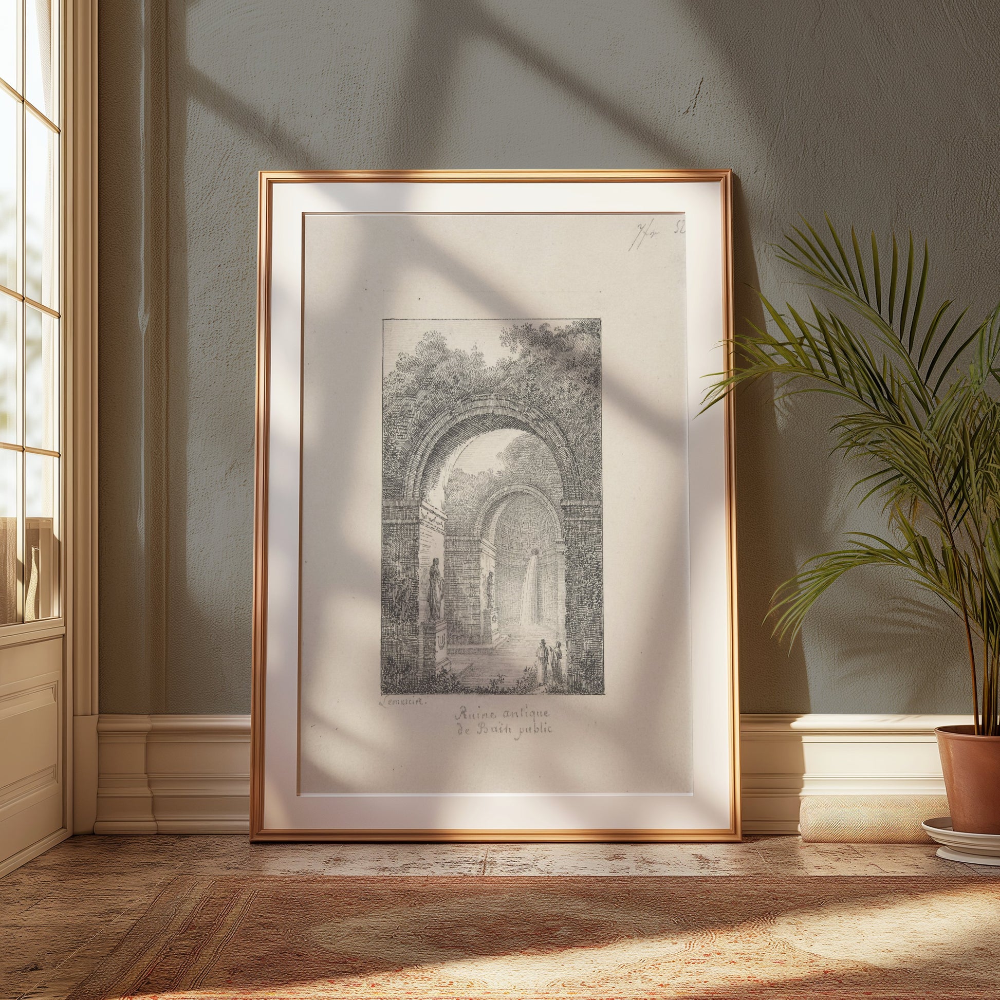 Premium Poster of Scenic Ancient Ruins with Waterfall Posters