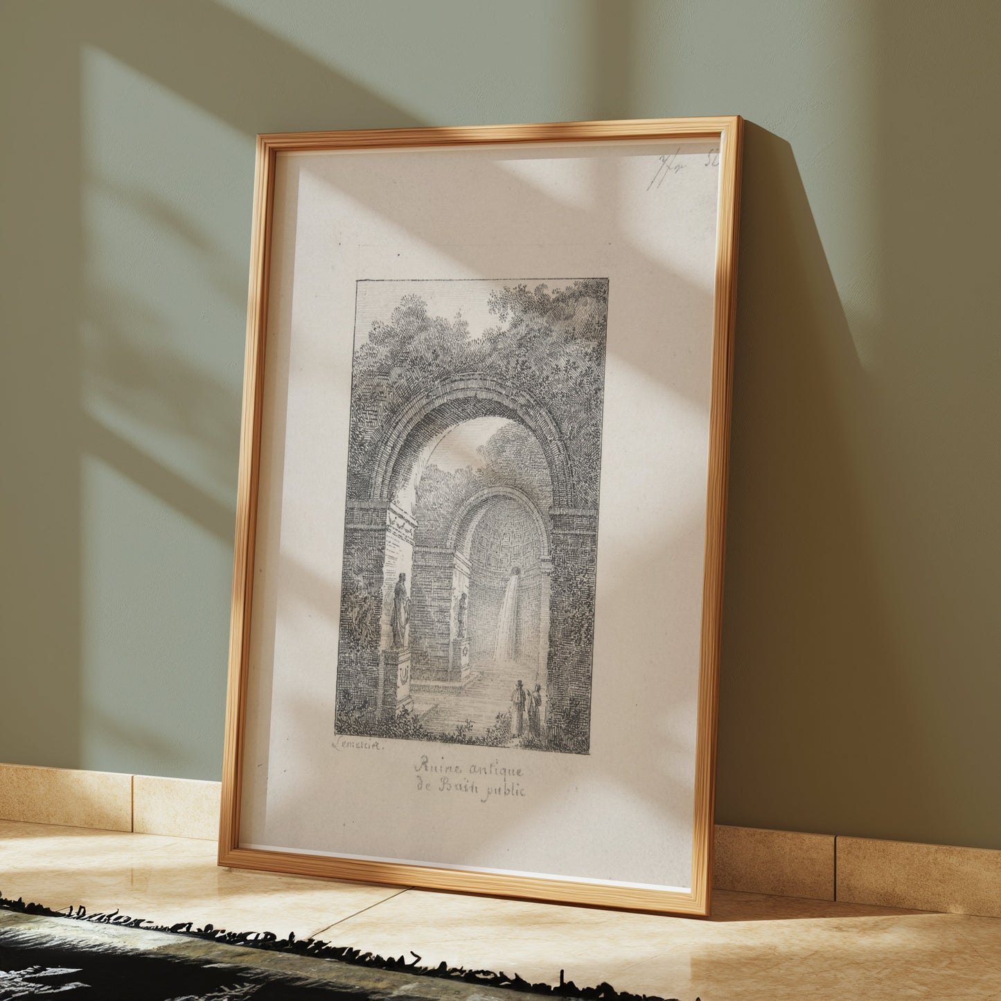Premium Poster of Scenic Ancient Ruins with Waterfall Posters