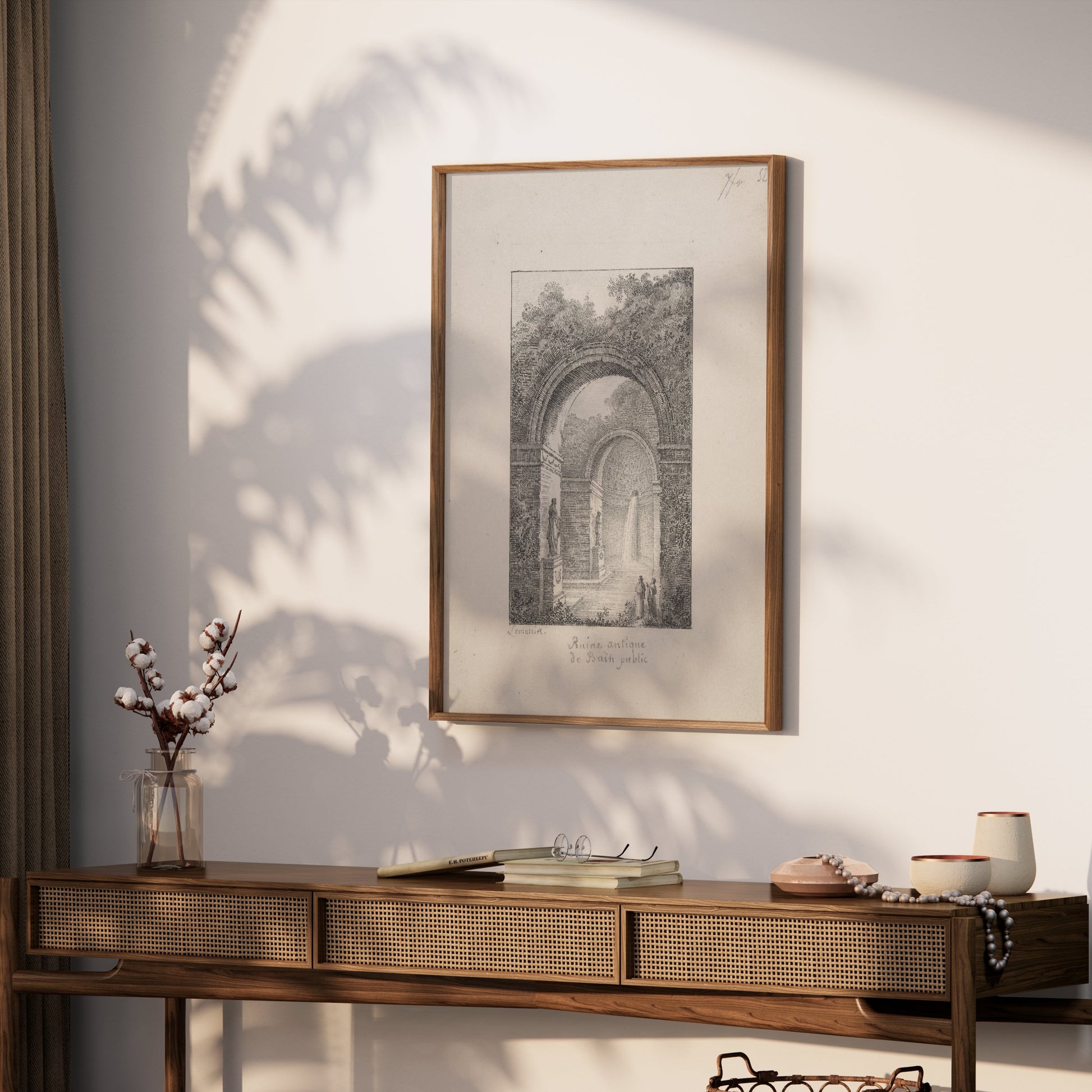 Premium Poster of Scenic Ancient Ruins with Waterfall Posters